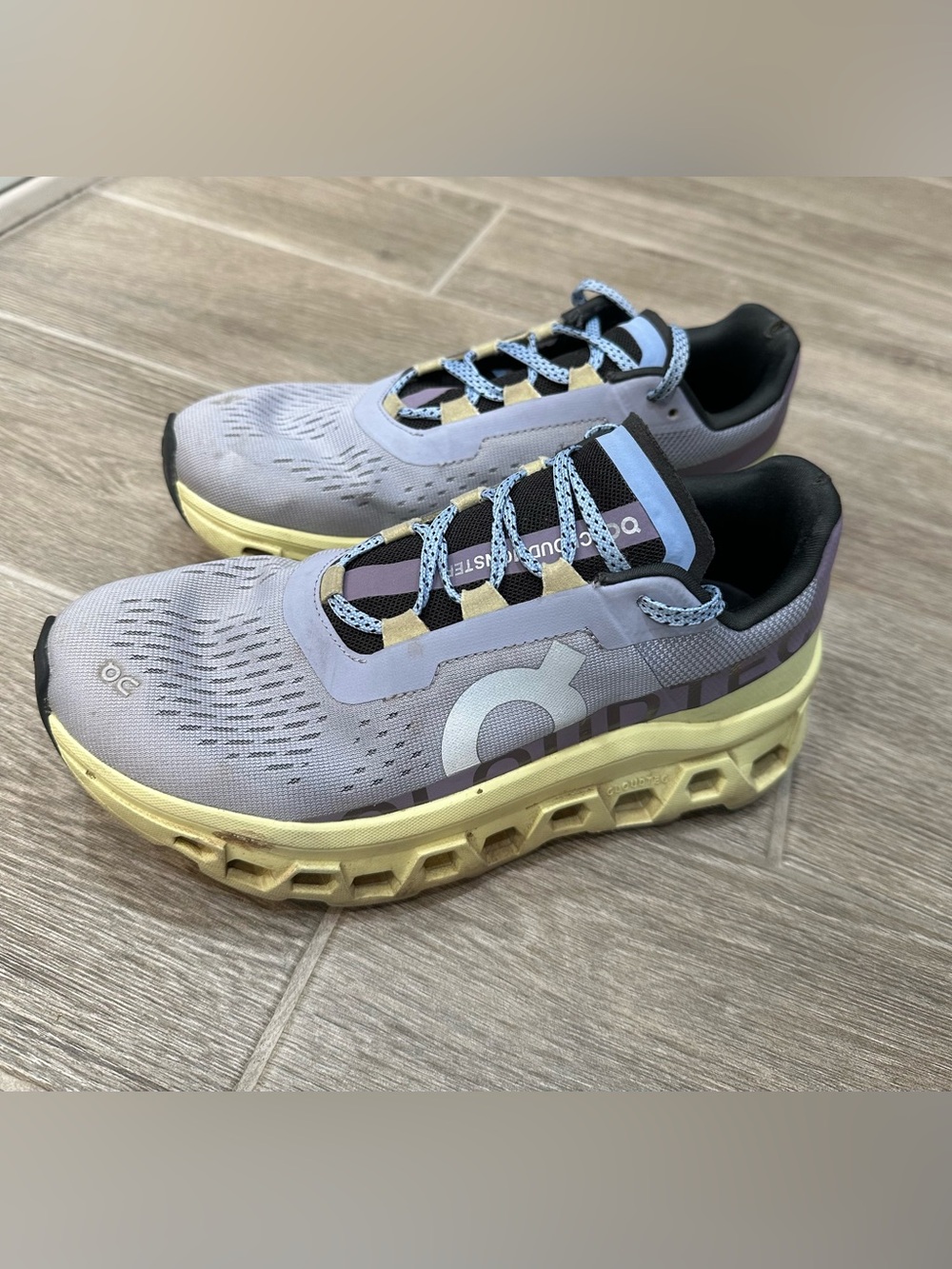 On Running Women's Cloudmonster Running Shoes in Lavender and Pale Yellow